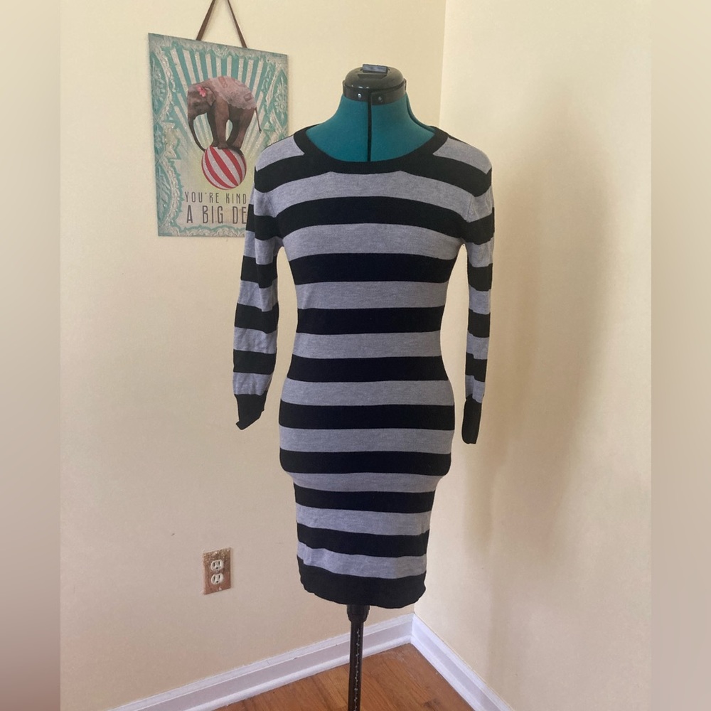 French connection striped bodycon sweater-ish dress